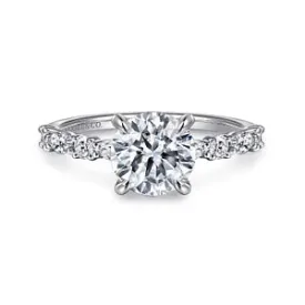 14K White Gold Round Diamond Engagement Ring