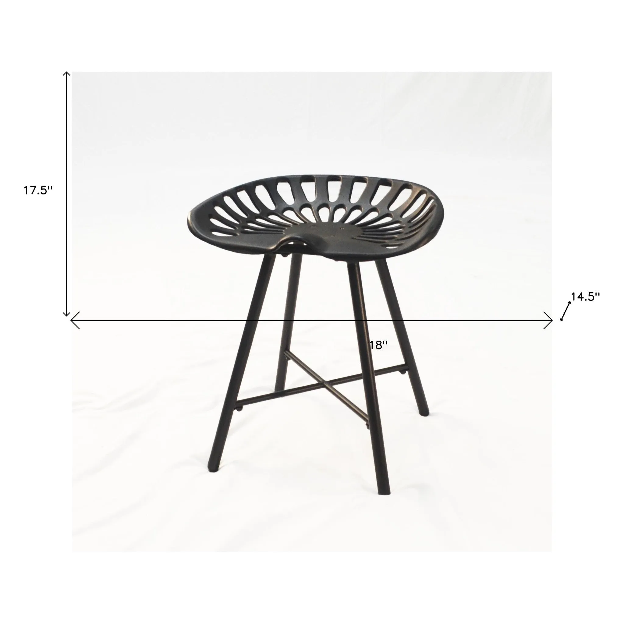 18" Black Metal Backless Chair By Homeroots