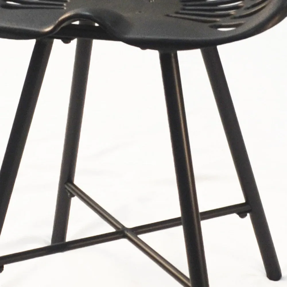 18" Black Metal Backless Chair By Homeroots