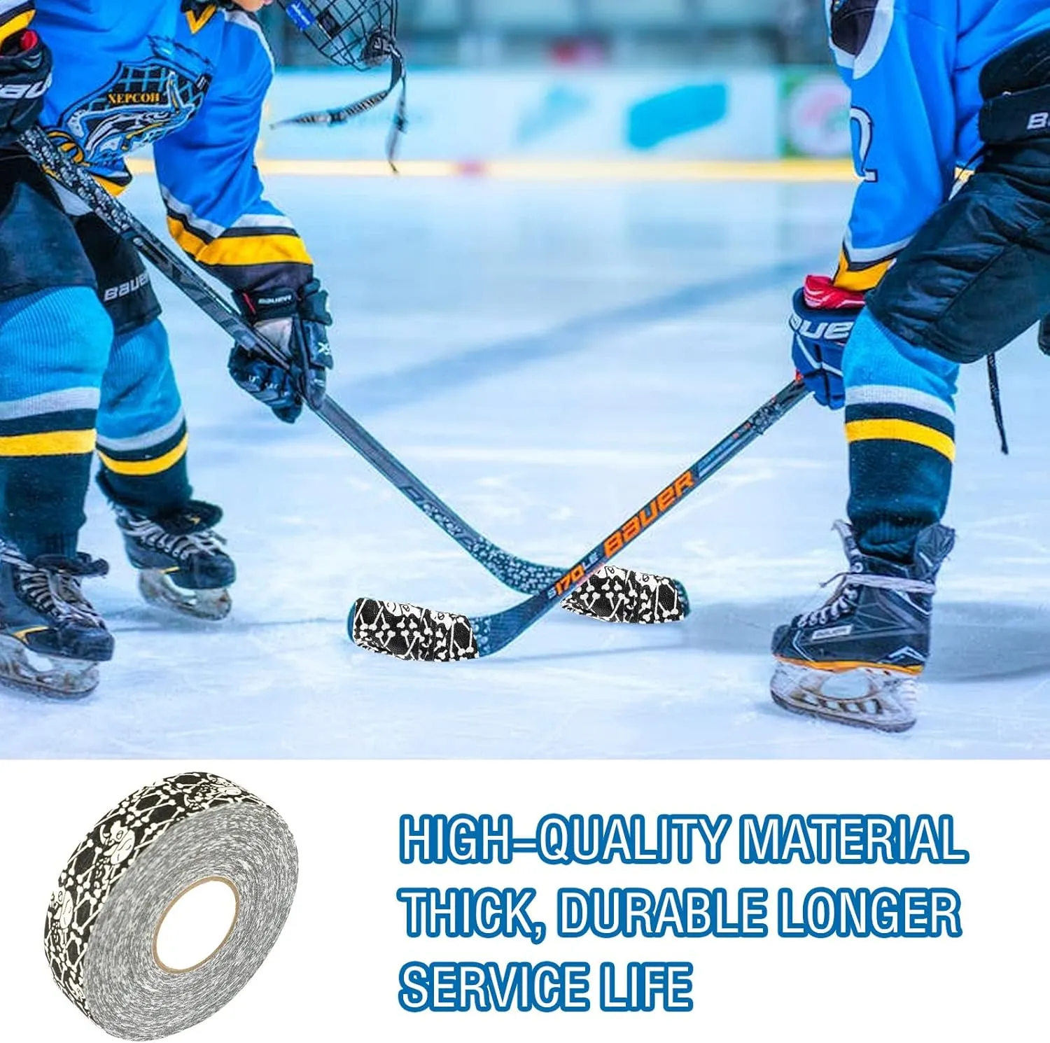 1Pieces Premium Grip Tape Hockey Tape Sticks Anti-Slip Waterproof Wrapper Easy to Stretch and Tear for Ice Hockey, Skiing