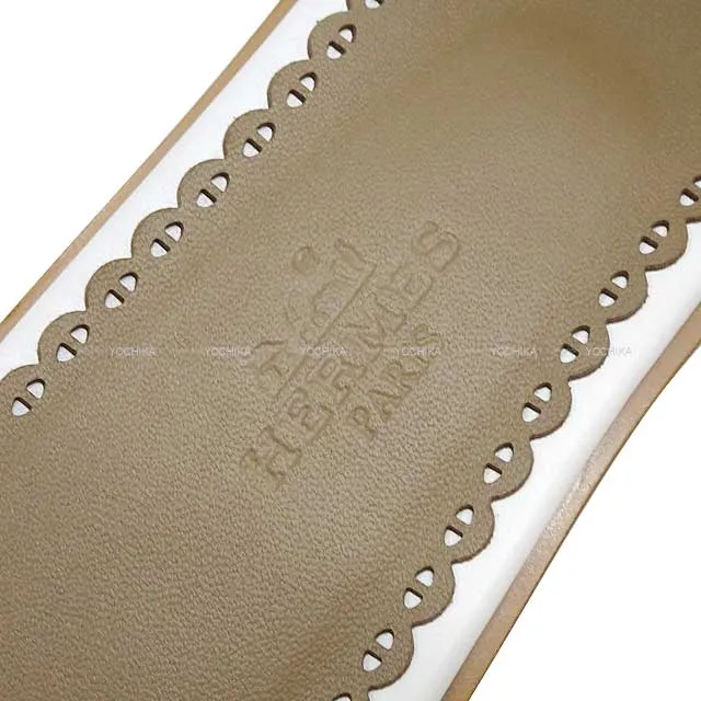 2023 S/S NEW HERMES sandals GAELLE Chaine D'ancre Embroidery Blanc (White) Calf #36[EXCELLENT][Authentic]