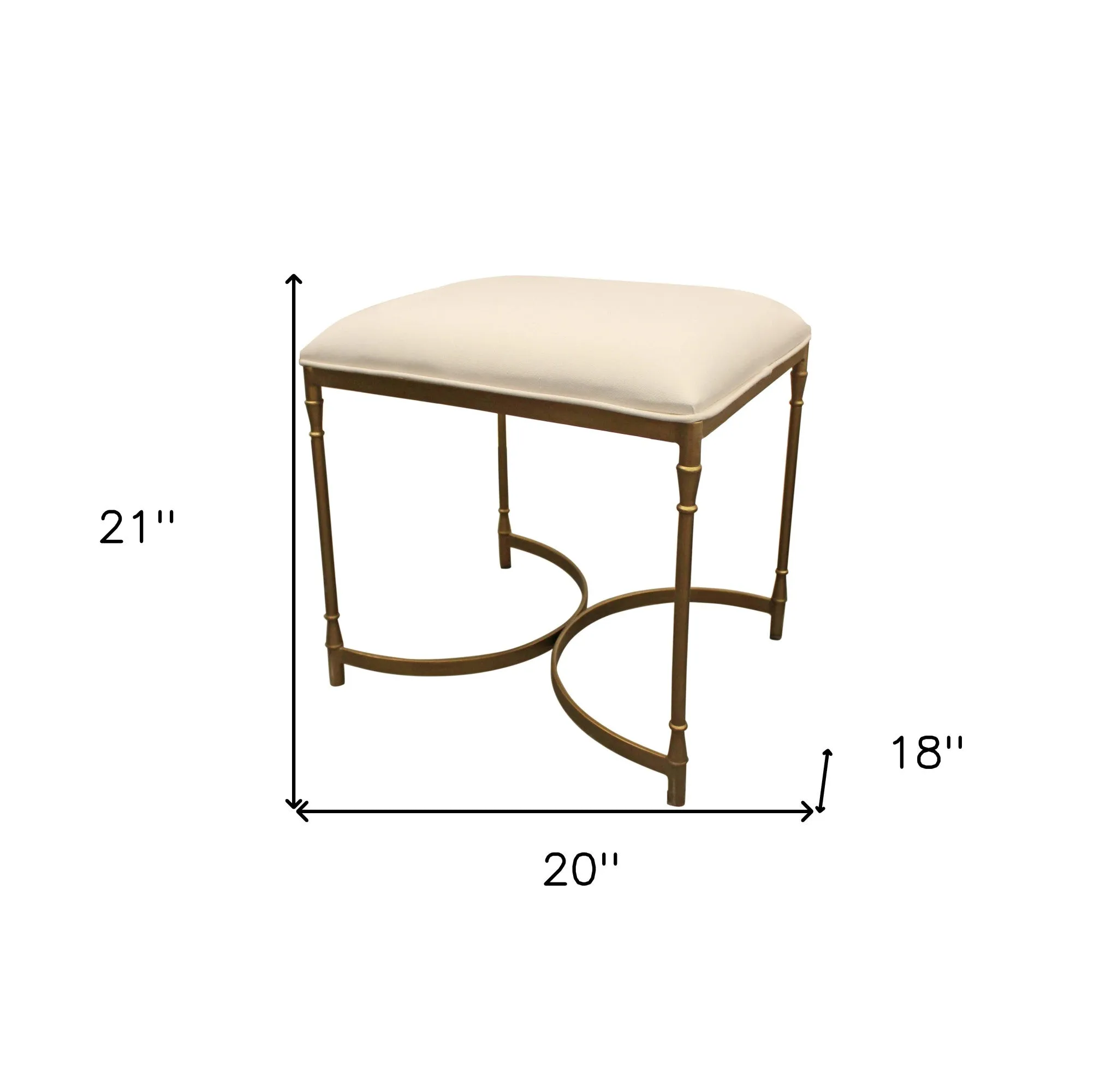 21" Ivory And Brass Iron Backless Bar Chair With Footrest By Homeroots