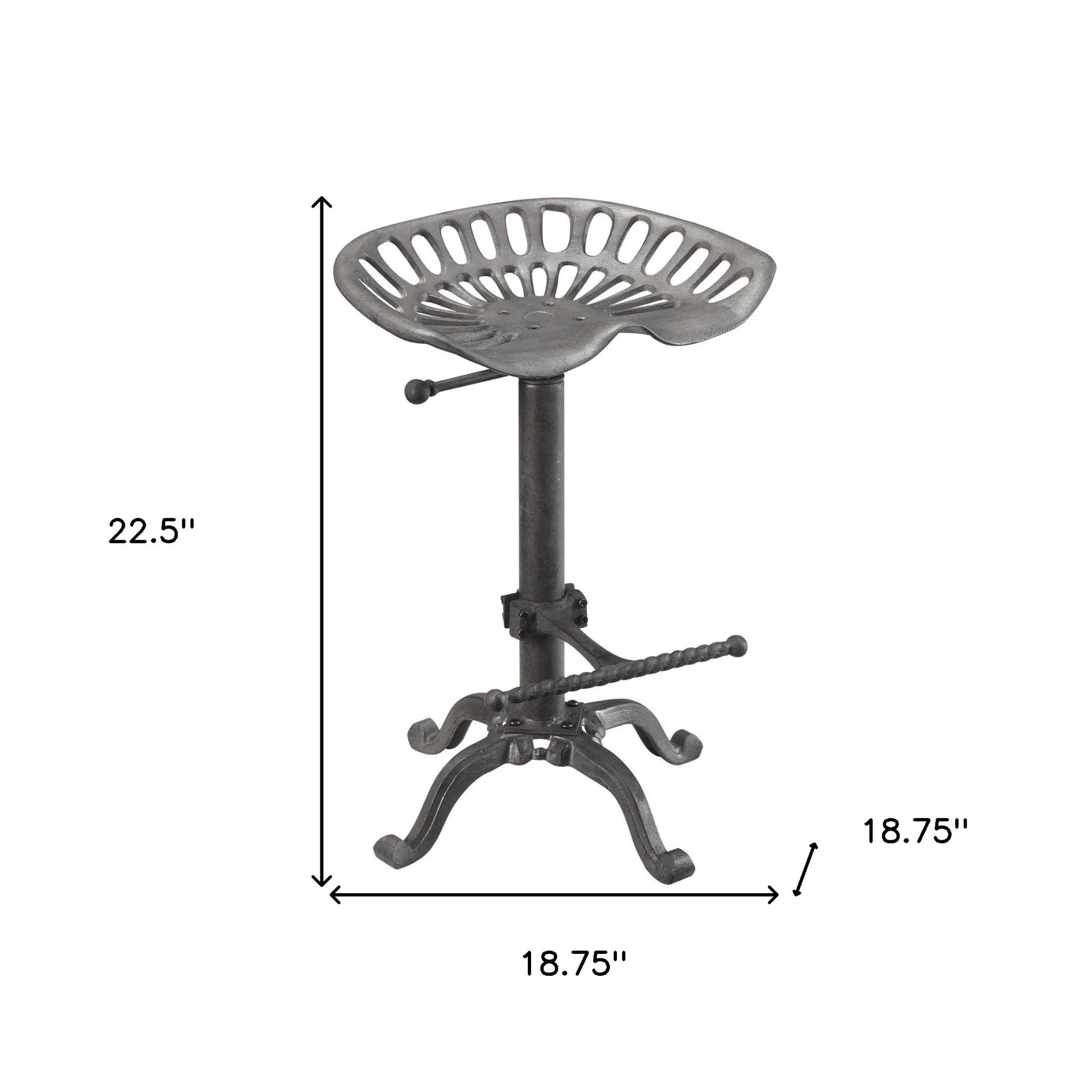 23" Gray Backless Adjustable Height Bar Chair With Footrest By Homeroots