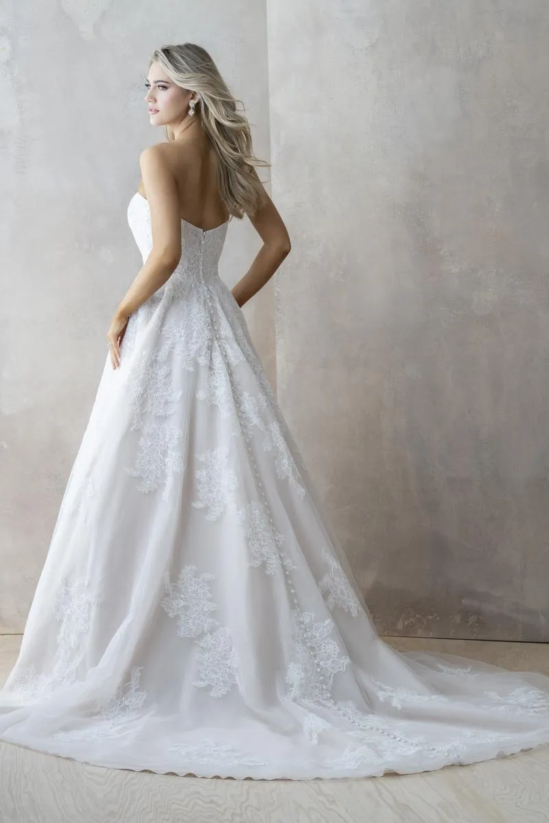 Abella by Allure Classic Strapless Lace "Fernanda" Bridal Gown E465