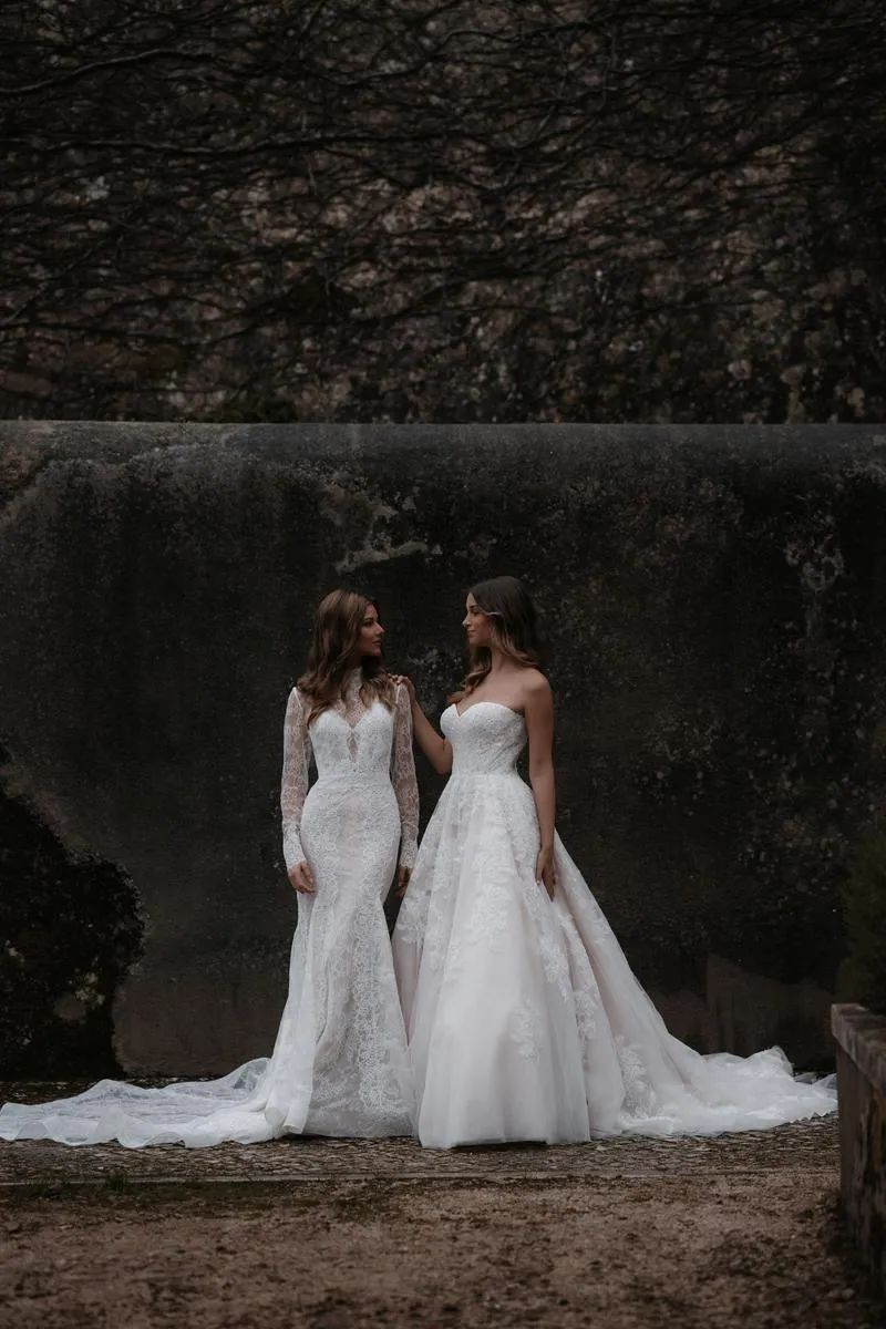 Abella by Allure Classic Strapless Lace "Fernanda" Bridal Gown E465