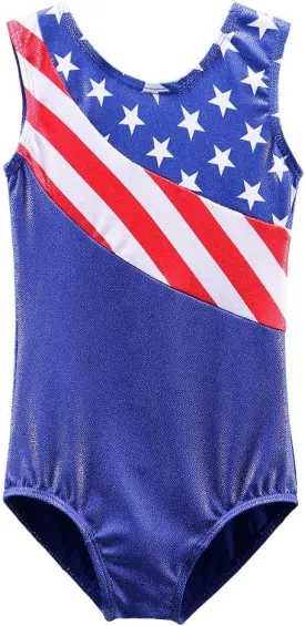 BAOHULU Gymnastics Leotards for Toddler Girls Patriotic Sparkle Red Blue Athletic Dancewear