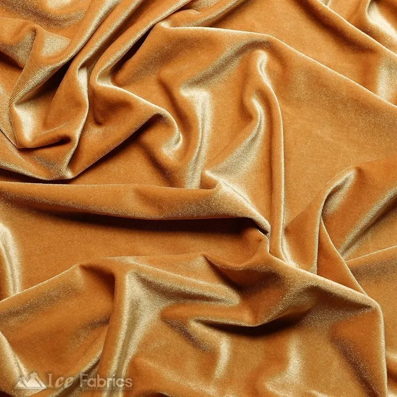 Beige Stretch Velvet Fabric Soft and Smooth