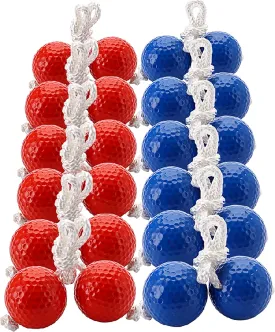 Cedilis 12 Pair Ladder Balls Replacement for Toss Match Golf Game Set Ladder Ball Bolas, Made from Real Golf Ball (6 Red   6 Blue)