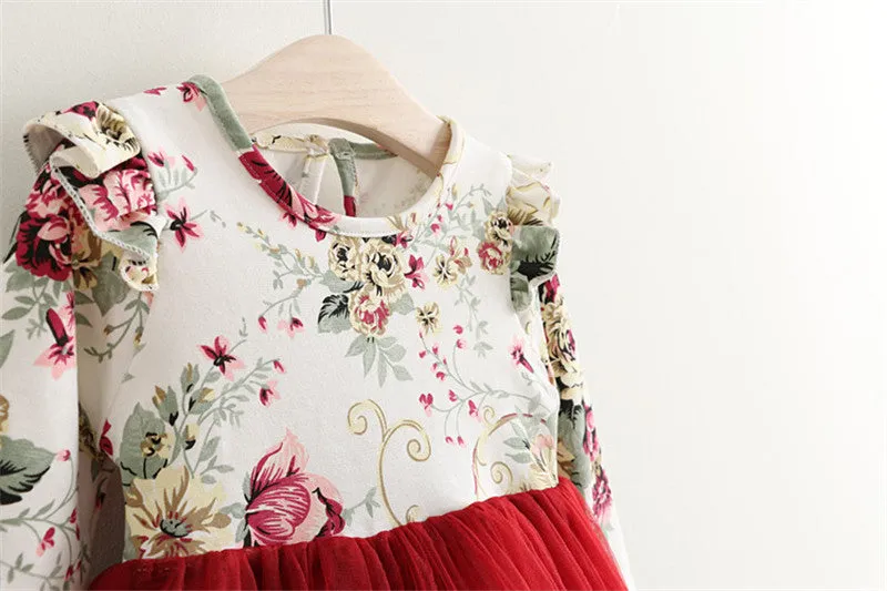 Children Dress Autumn Baby Girls floral Printed Princess Dresses