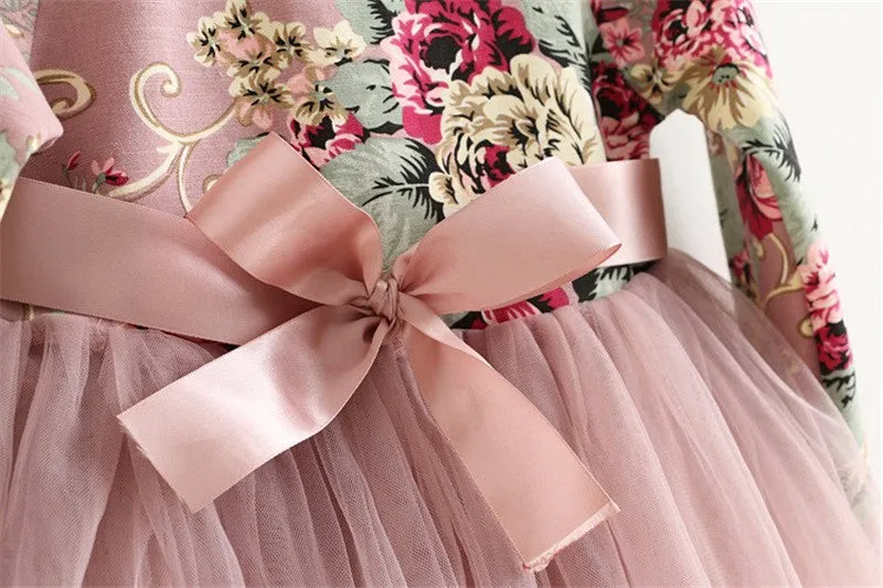 Children Dress Autumn Baby Girls floral Printed Princess Dresses
