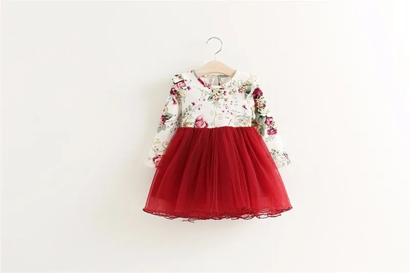 Children Dress Autumn Baby Girls floral Printed Princess Dresses