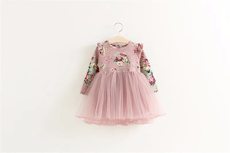 Children Dress Autumn Baby Girls floral Printed Princess Dresses