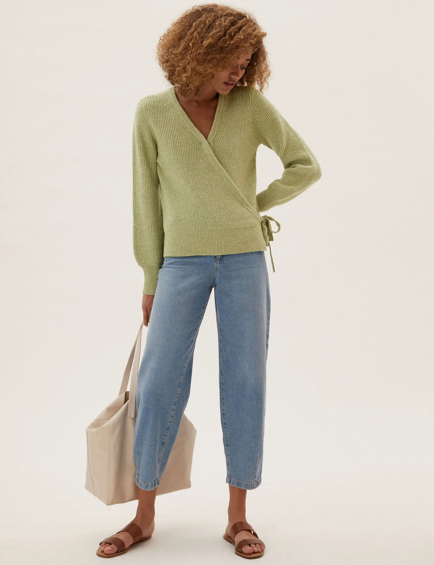 Cotton V-Neck Wrap Jumper
