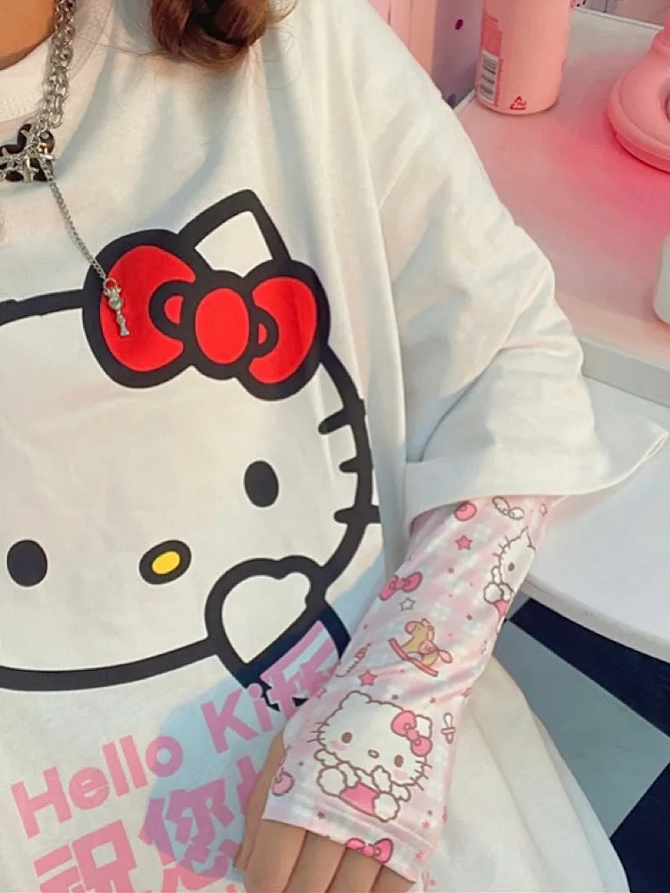 Cute Hello Kitty Sunscreen UV Protection Ice Silk Arm Sleeves