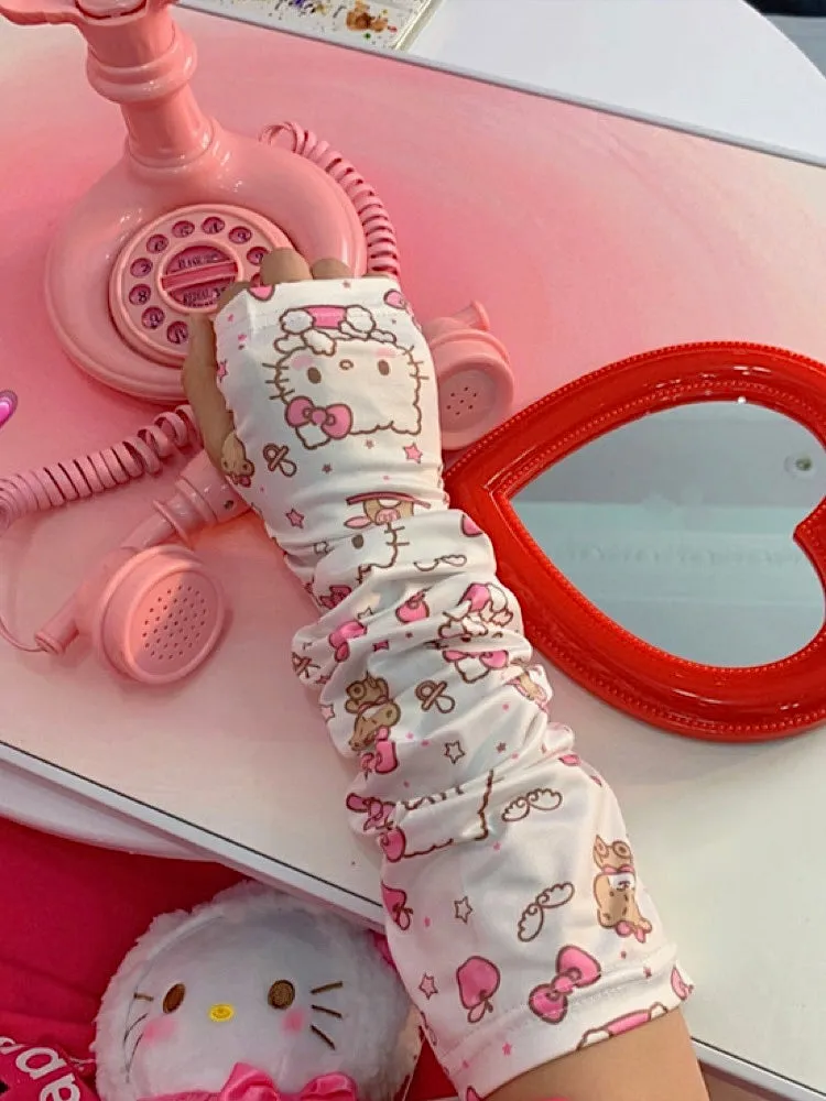 Cute Hello Kitty Sunscreen UV Protection Ice Silk Arm Sleeves