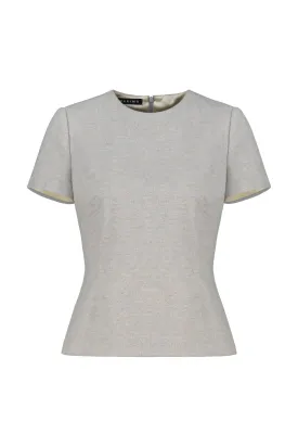 DAVALLIA GRAY WOOL-CASHMERE TWEED BLOUSE