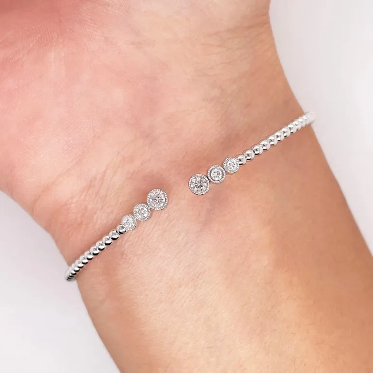 Diamond Flexible Cuff Bangle Bracelet