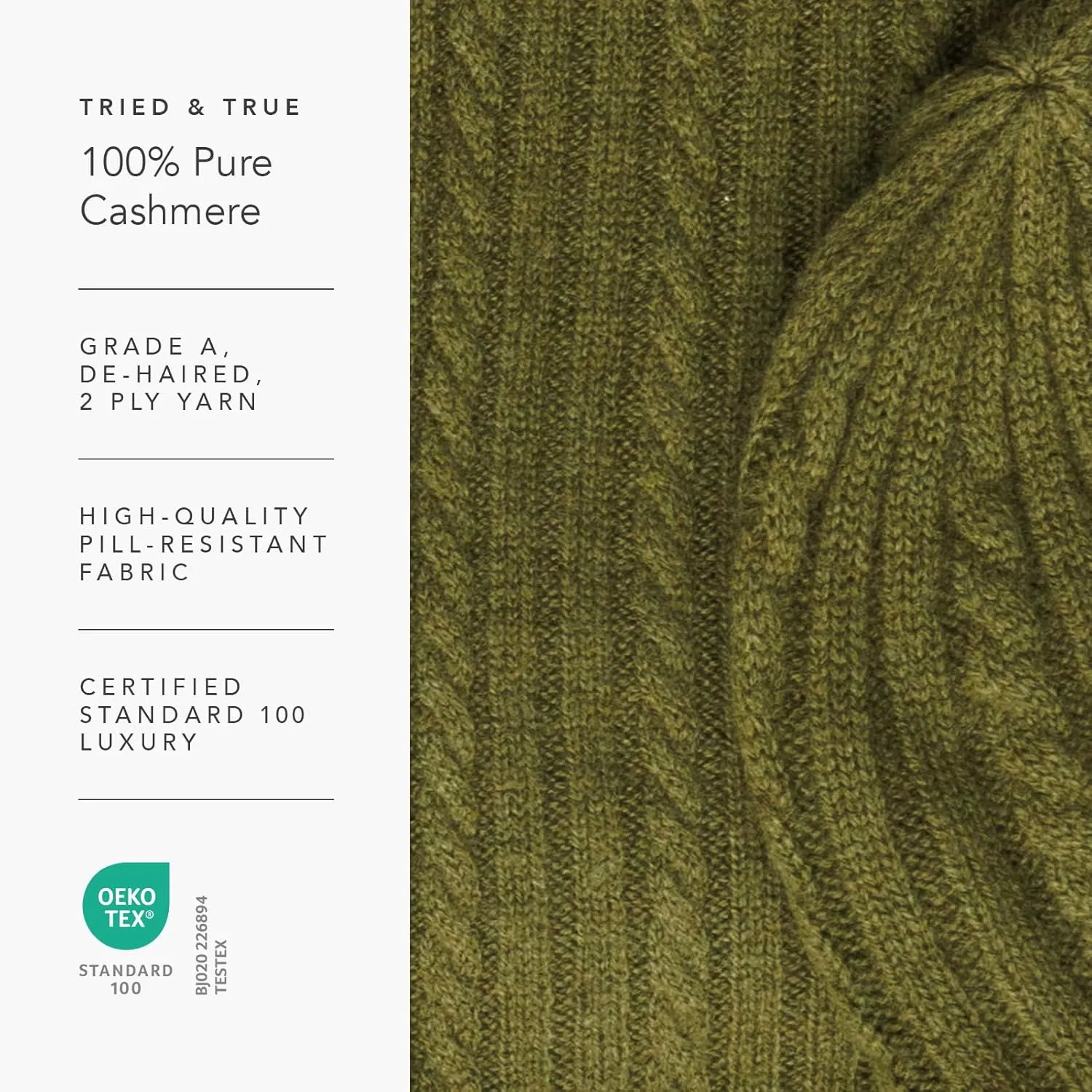Fishers Finery Women's Pure Cashmere Cable Knit Hat Glove Scarf Set with Gift Box