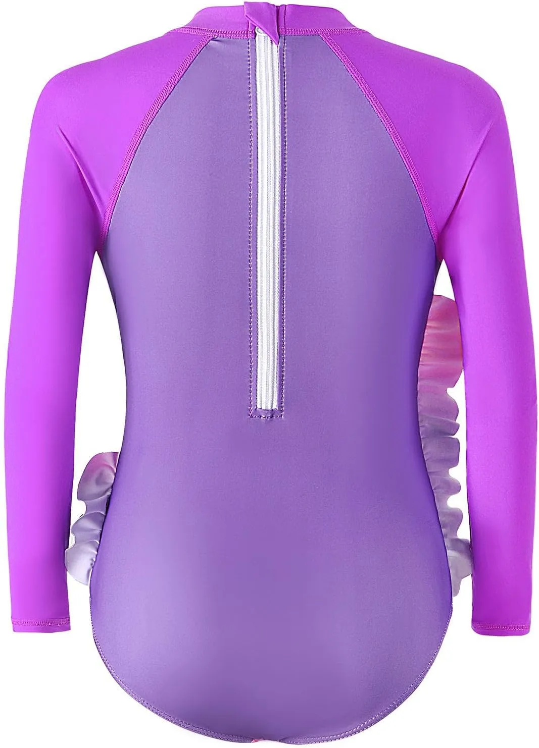 Girls Long Sleeve Rashguard Sets Kids One Piece Swimsuit Bathing Suit UPF 50  UV Zipper Swimwear