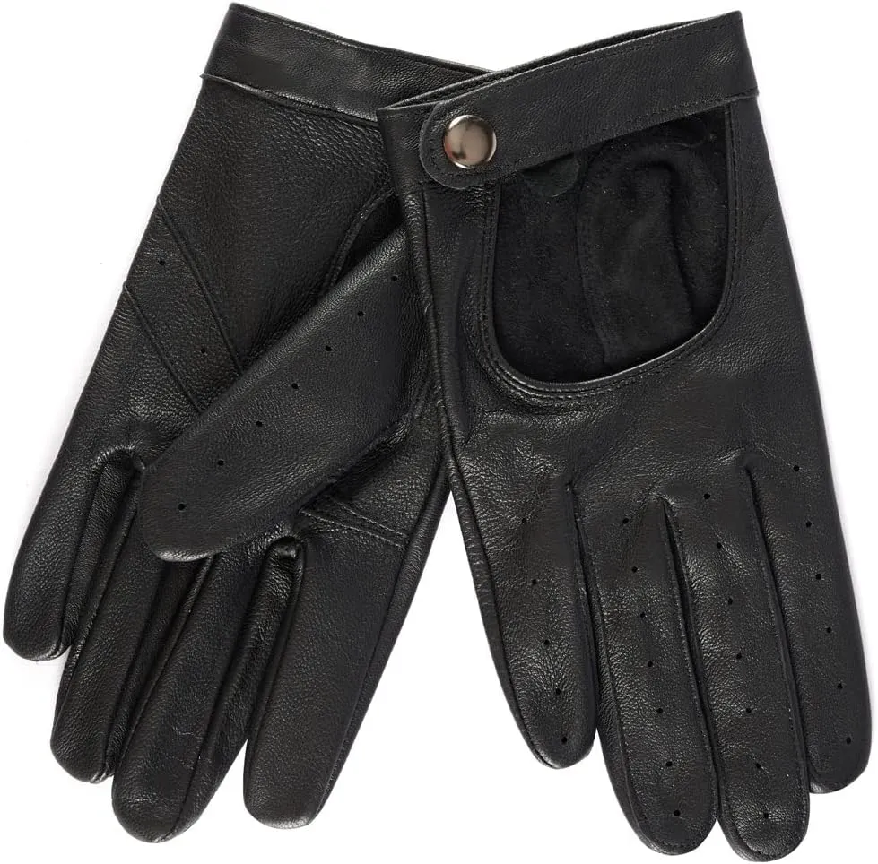 Harssidanzar Leather Driving Gloves For Womens,Touchscreen Texting Unlined Thin Sheepskin Dress Leather Gloves KL021