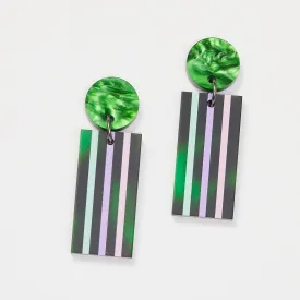 Hilda Stripe Earrings - Green / Tortoise Green