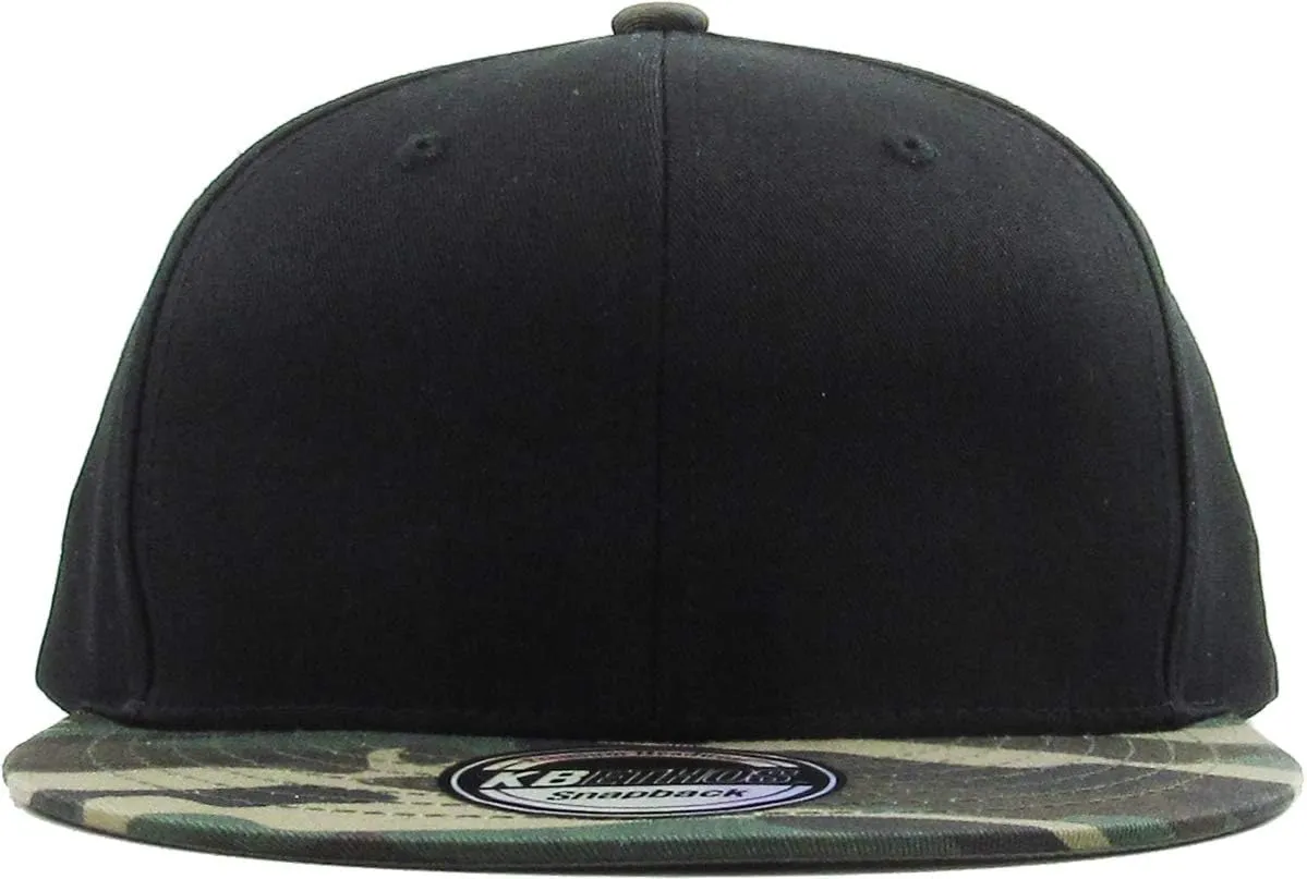 KBETHOS Classic Snapback Hat Blank Cap Underbrim Cotton Wool Blend Flat Visor Adjustable Unisex