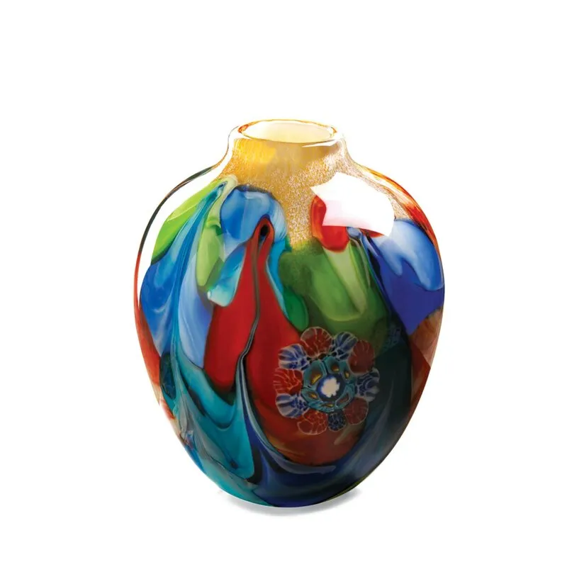 Kildives Blue/Red Handmade Novelty Glass Table Vase
