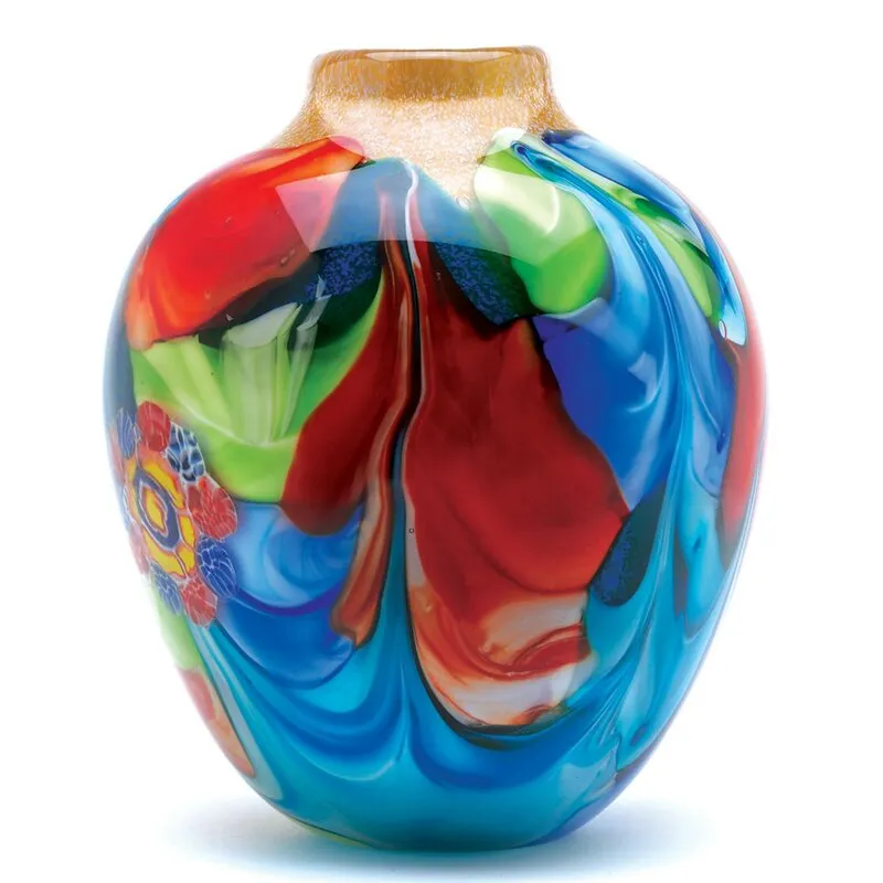 Kildives Blue/Red Handmade Novelty Glass Table Vase