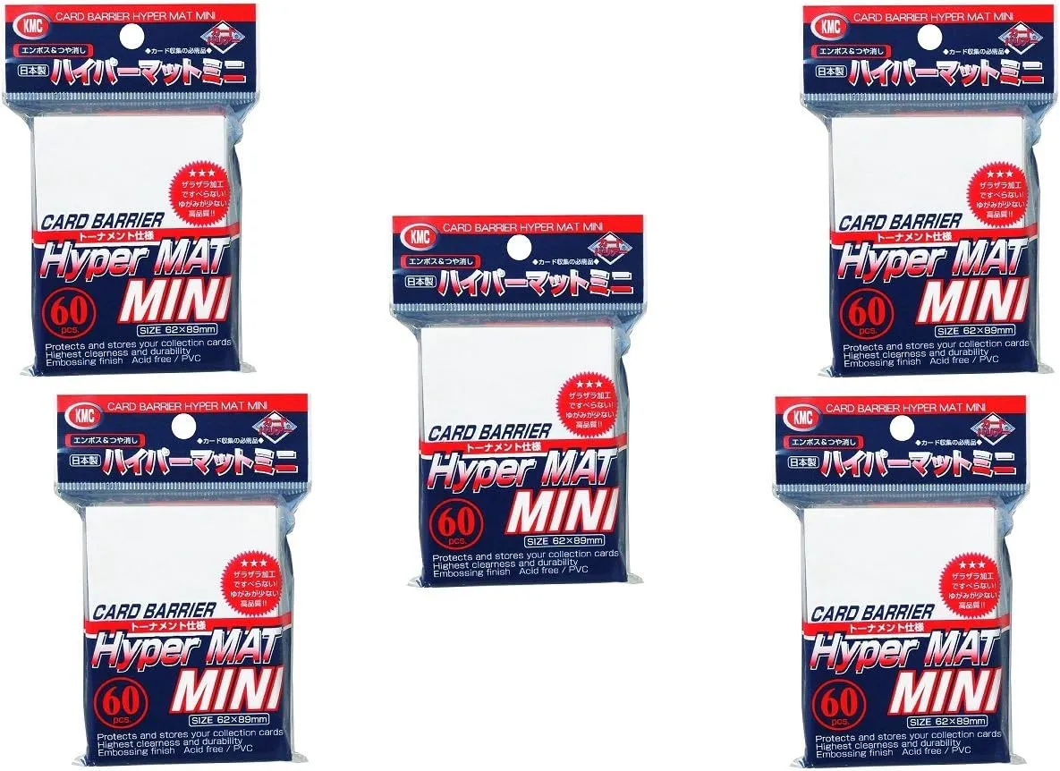 KMC [White] Card Barrier Hyper Mat Mini Sleeves 60pcs  5 Sets (5 Packs/Total 300 Sheets) from Japan