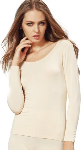 Liang Rou Women's Crew Neck Long Sleeve Ultrathin Modal Thermal Underwear Shirt/Top