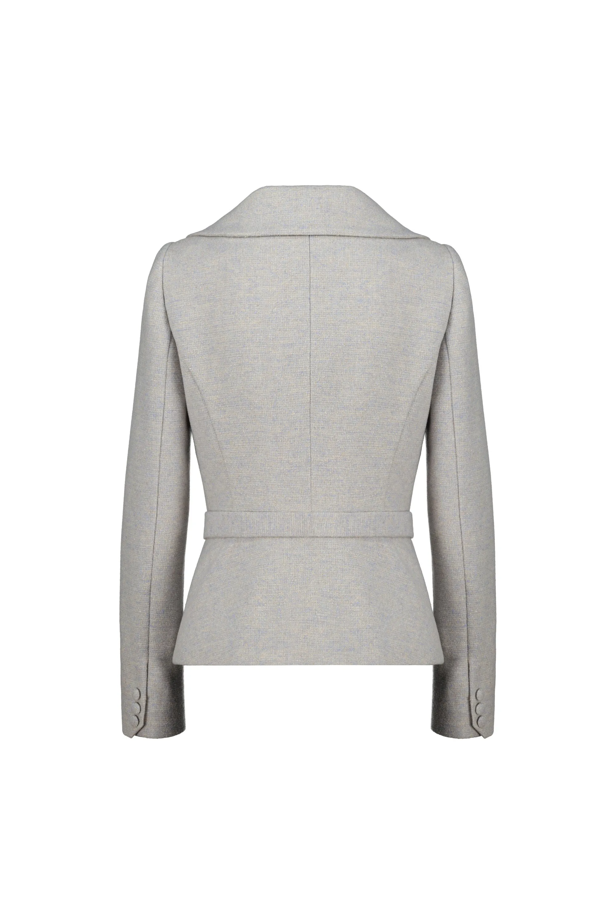 LOTUS GRAY WOOL-CASHMERE TWEED PEPLUM JACKET