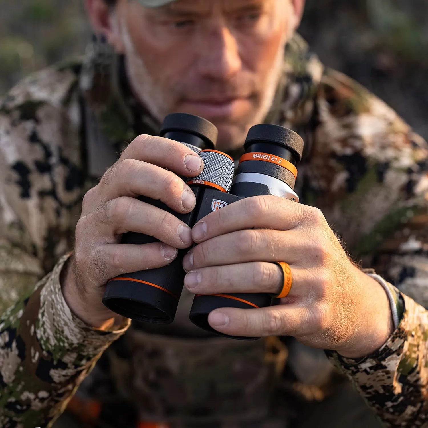 Maven B1.2 42mm ED Binoculars (10X42, Gray/Orange)