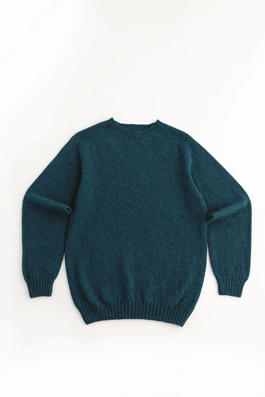 Mens Seamless Saddle Shoulder Shetland Jumper - Dark Teal