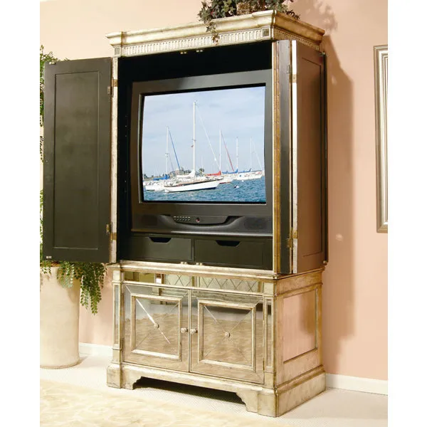 Mirrored Storage Cabinet Antique Ribbed
