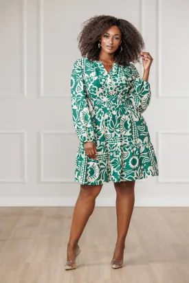 Nava Floral Printed Dress - Green