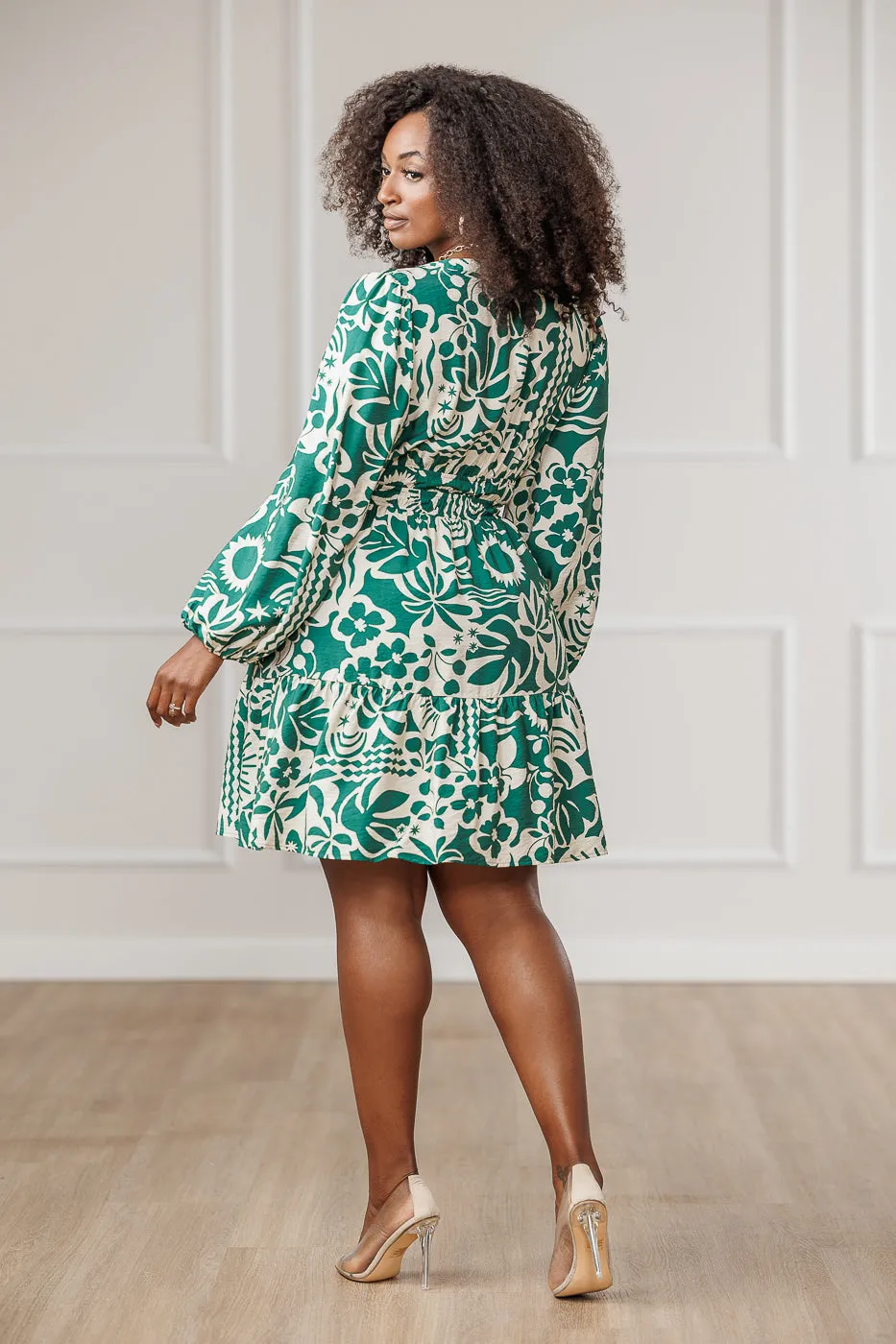 Nava Floral Printed Dress - Green