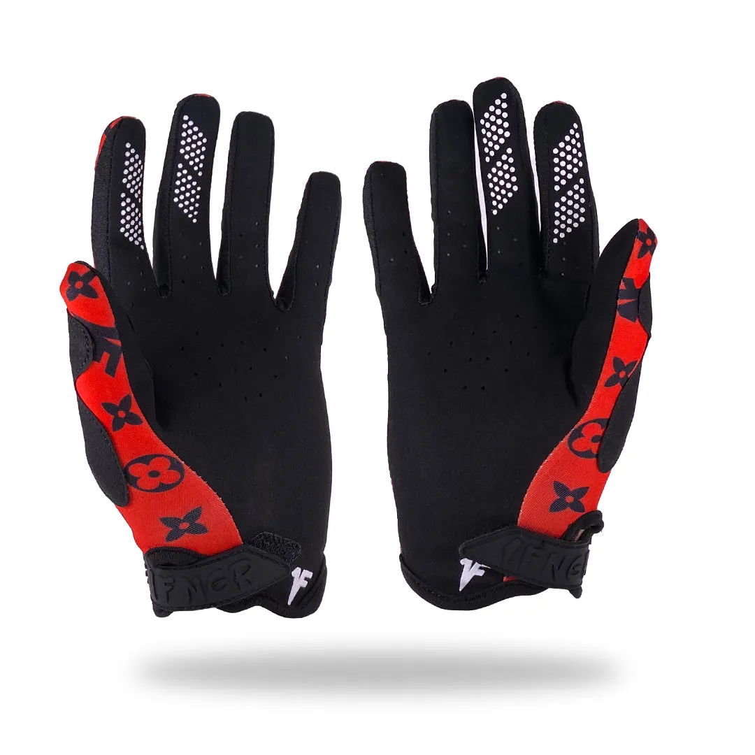 New Red x Black Louis Gloves with Strap - MX | MTB | Street
