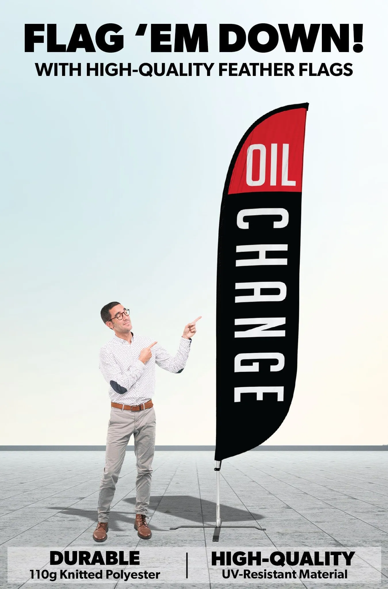 Oil Change Feather Flag - Black 12ft