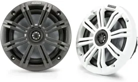 Pair Kicker 45KM654 6.5" 390w Marine Boat Speakers KM65 w/Charcoal White Grilles