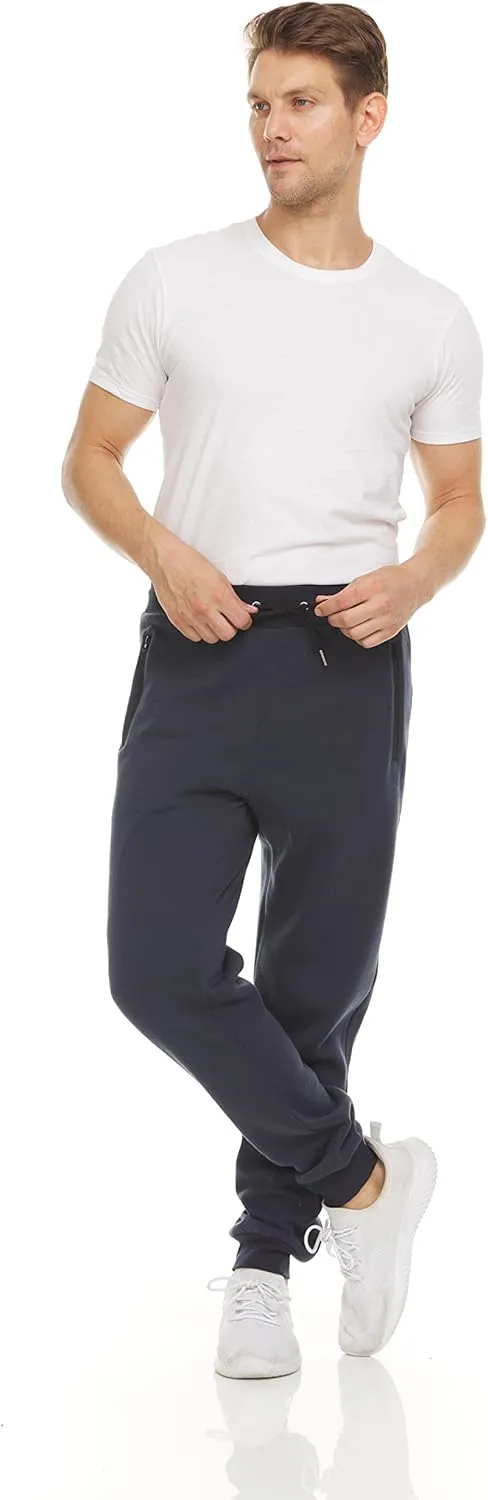 PURE CHAMP Mens 3 Pack Fleece Active Athletic Workout Jogger Sweatpants for Men with Zipper Pocket and Drawstring Size S-3XL