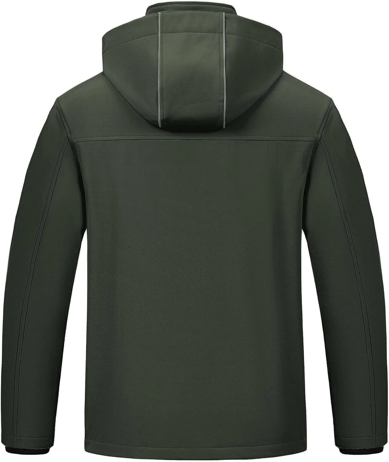 Pursky Men's Softshell Jacket Waterproof Fleece Lined Windbreaker With Removable Hood Lightweight Tactical Jacket