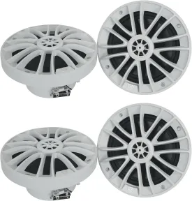Rockville (4) RM-PREMIUM-65 White 6.5" 600w Marine Boat Speakers-Crisp Sound