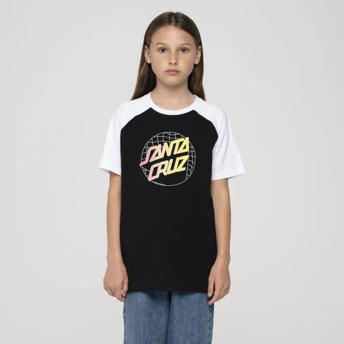 Santa Cruz Grid Delta Dot Raglan T-Shirt - Black/White