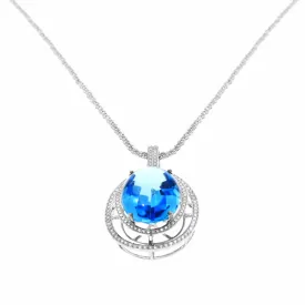 Scintillating Lagoon - Blue Topaz Necklace and Diamonds Necklace