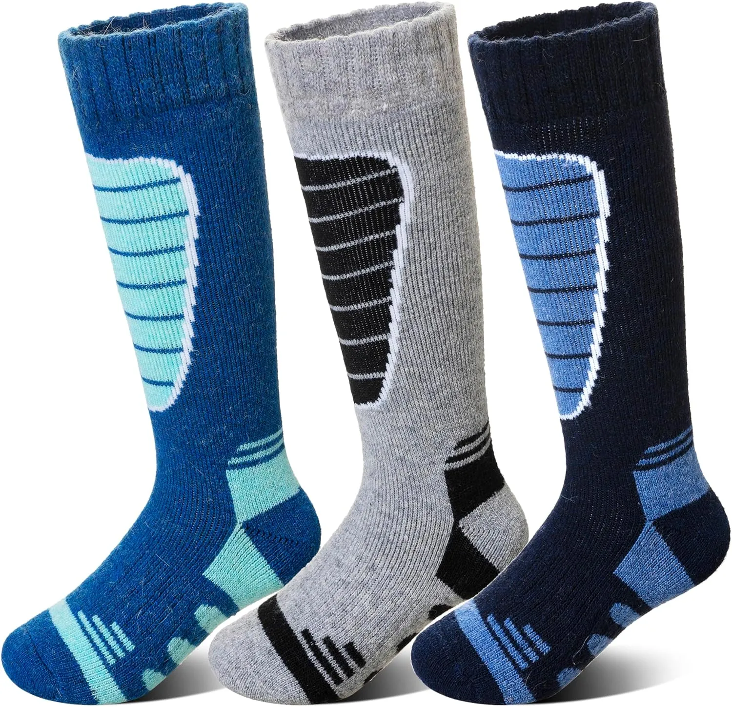 SeeyAN Kids Ski Socks Merino Wool Thermal Winter Socks Boys Girls Warm SnowBoarding Thick Skiing Socks 3 Pairs