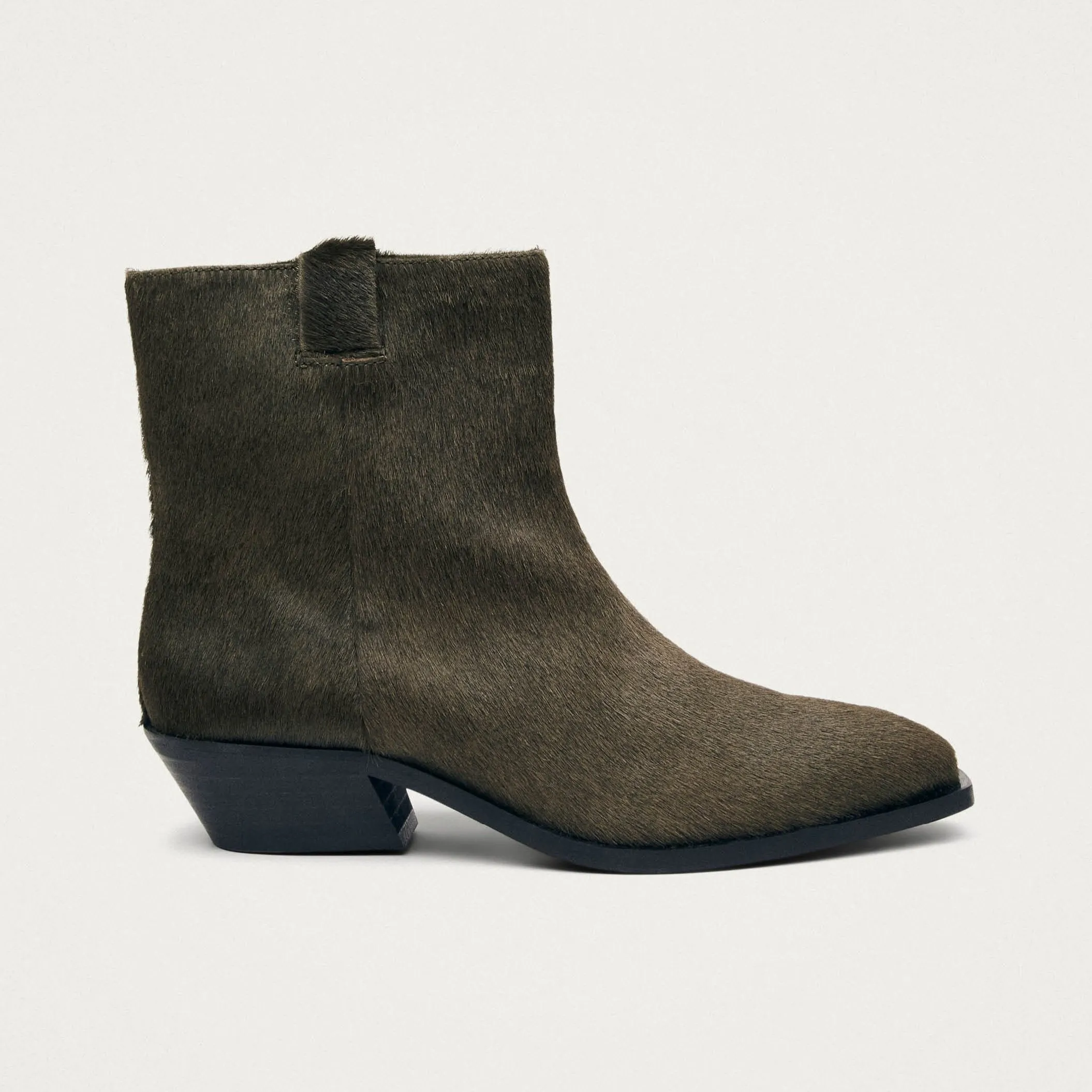 Syd Soft Khaki Leather Ankle Boots
