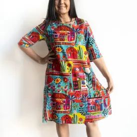 That's Art Contemporary Shift Dress by Orientique Australia - Folk Huts - 20053
