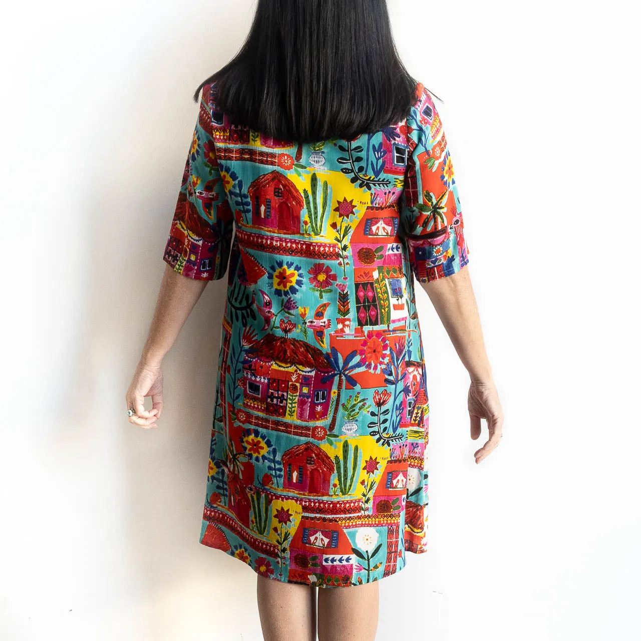 That's Art Contemporary Shift Dress by Orientique Australia - Folk Huts - 20053