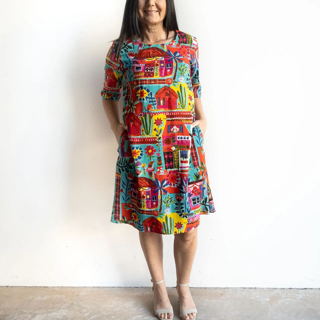 That's Art Contemporary Shift Dress by Orientique Australia - Folk Huts - 20053