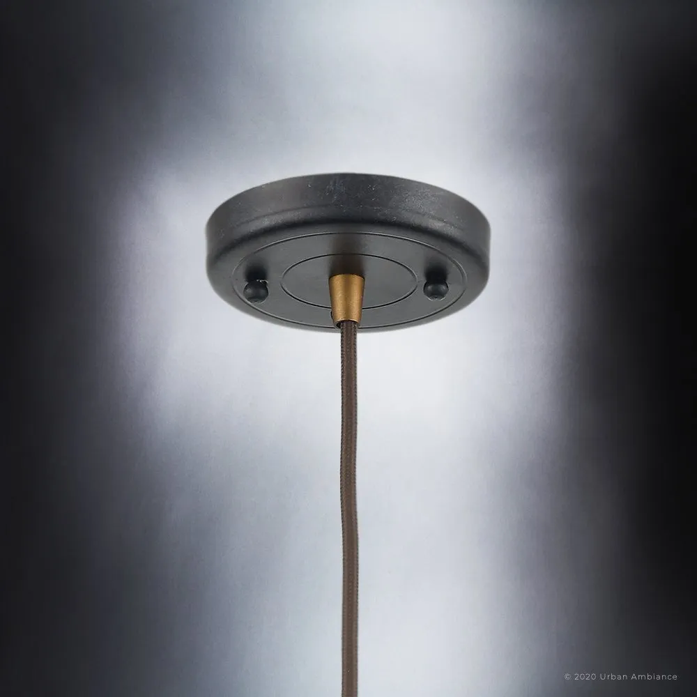 UEX2433 New Traditional Pendant 6''H x 8''W, Antique Brass & Graphite Finish, Sanford Collection